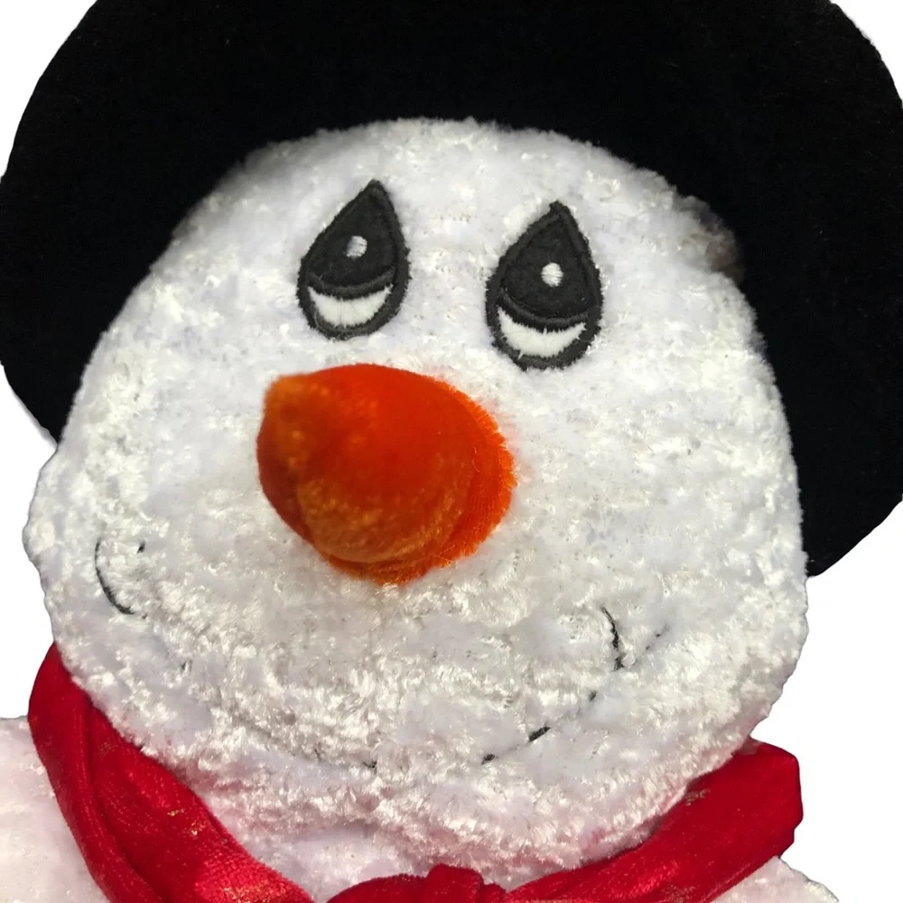 VTG Christmas Chenille Throw Pillow 3D Snowman Top Hat Holiday Winter Kitschy